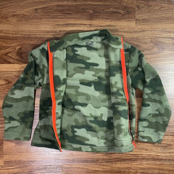 Eddie Bauer Mock Neck Camouflage Full Zip Up Sweater Boys Small 7/8 Green - Picture 4 of 6